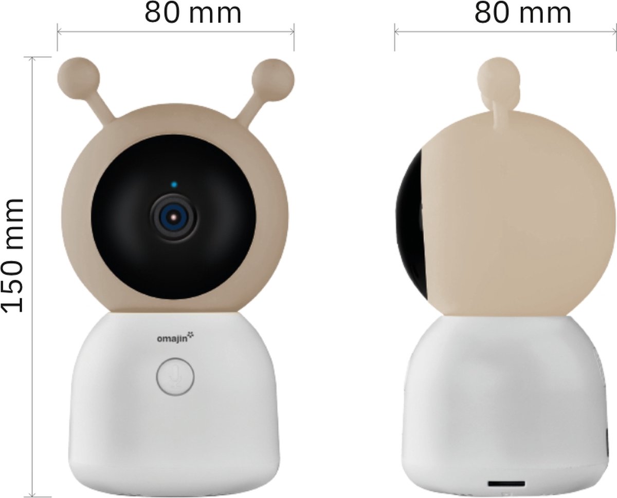 omajin Baby Camera 2K HD Pan & Tilt Wit inclusief 64GB MicroSD