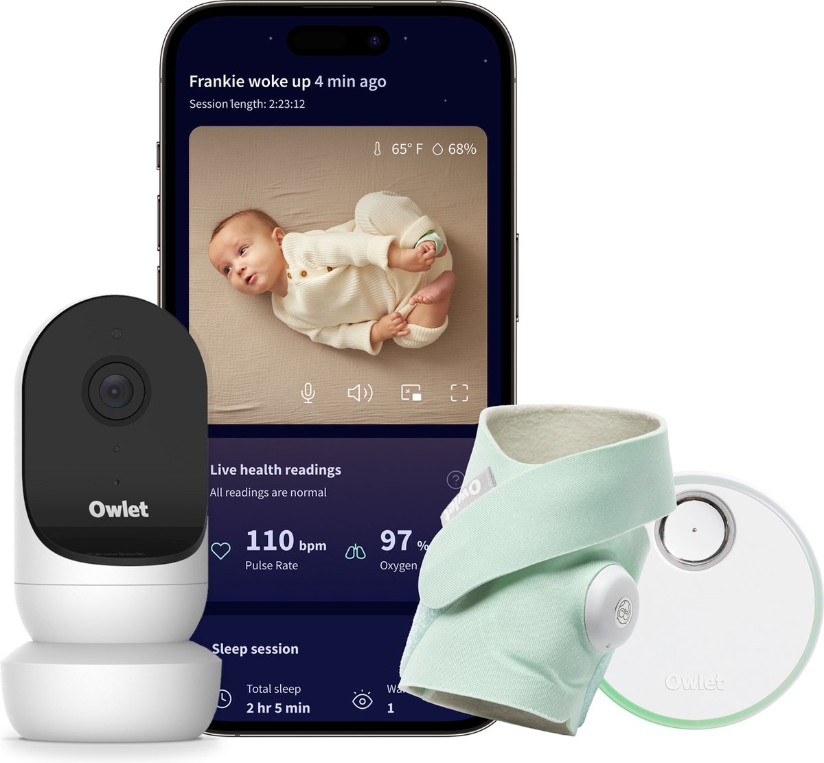 Owlet Dream Sock & Cam 2 Bundel - Slimme Babyfoon Munt