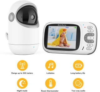 Premium Baby Monitor met Camera en 3.2 Inch LCD - Babyfoon