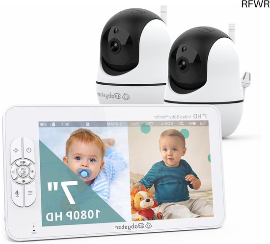 RFWR Babyfoon 2 Camera's 7 Inch HD Split-Screen