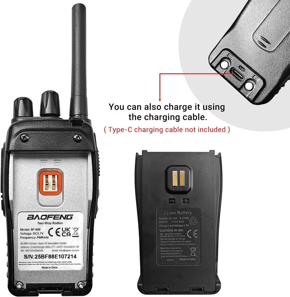 RFWR® Oplaadbare Walkie Talkies Lange Afstand