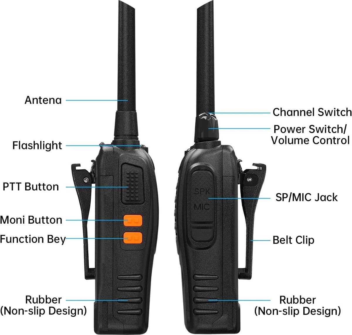 RFWR® Oplaadbare Walkie Talkies Lange Afstand
