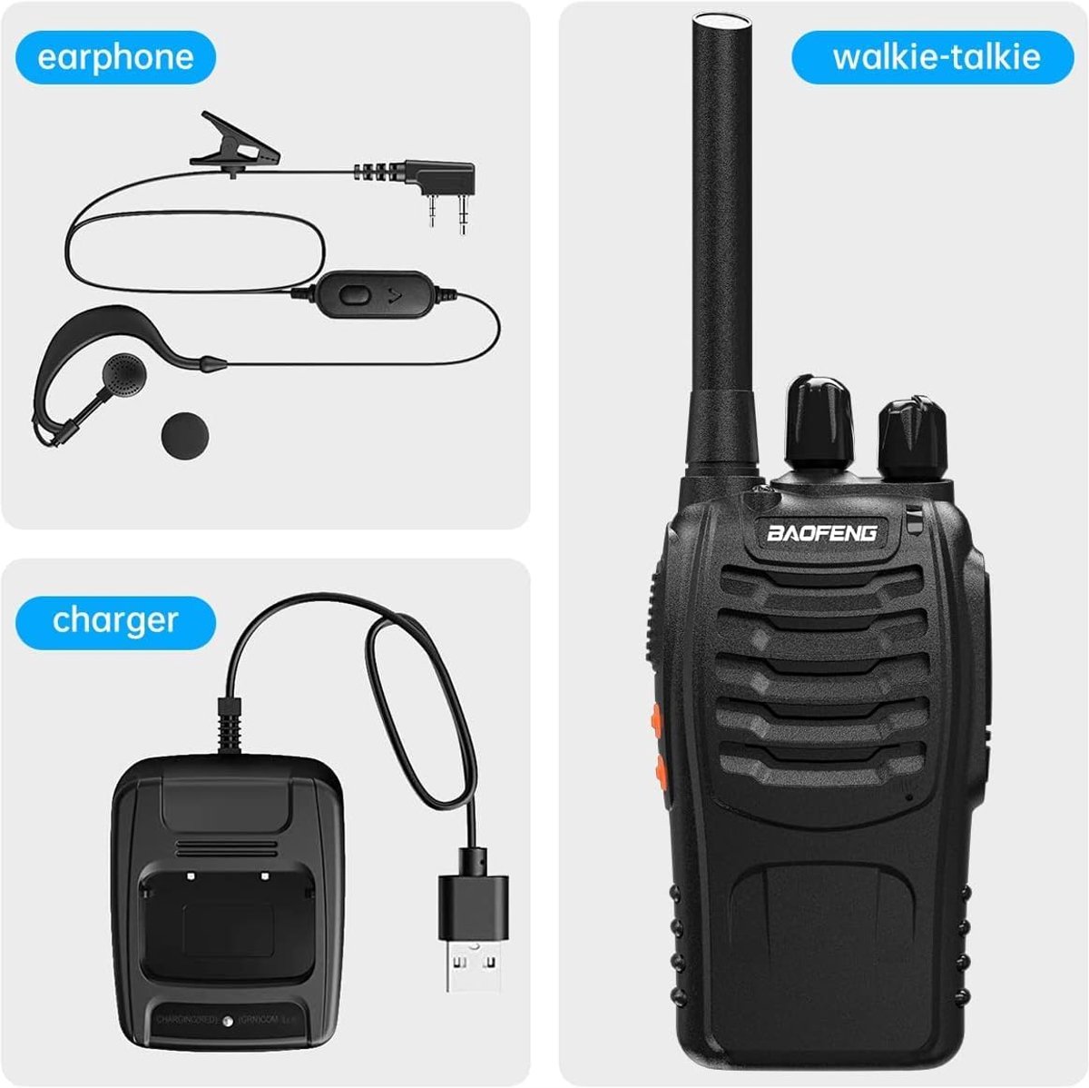 RFWR® Oplaadbare Walkie Talkies Lange Afstand