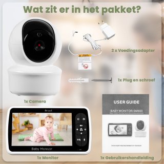 Saaf Babyfoon met Camera en 5" Monitor Wit