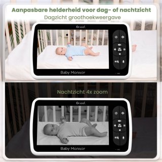 Saaf Babyfoon met Camera en 5" Monitor Wit