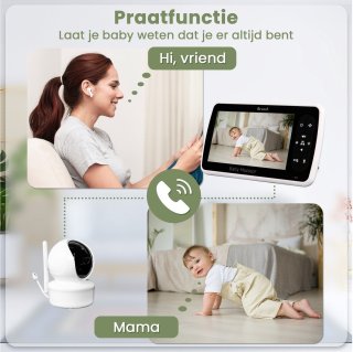 Saaf Babyfoon met Camera en 5" Monitor Wit