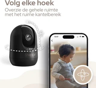 Sheppr® Babyfoon Camera 2K Ultra HD Zwart
