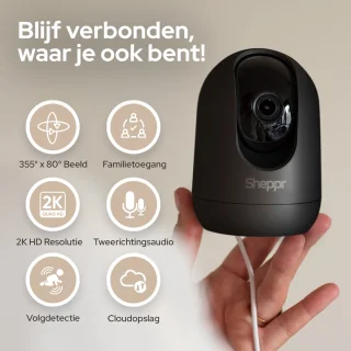 Sheppr® Babyfoon Camera 2K Ultra HD Zwart