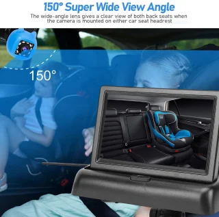 SnelShoppen Autocamera voor baby's 4,3 inch monitor met nachtzicht