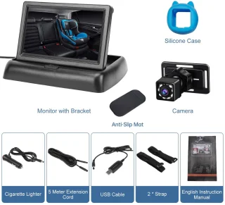 SnelShoppen Autocamera voor baby's 4,3 inch monitor met nachtzicht