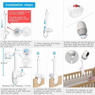 SnelShoppen - baby monitor clip houder voor beveiligingscamera, 2K indoor camera, wifi baby monitor