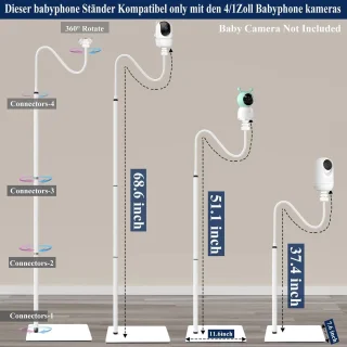SnelShoppen baby monitor houder voor 5 inch camera, verstelbaar tot 68.5 inch
