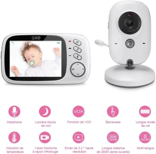 SnelShoppen babyfoon camera 3,2 inch lcd kleur