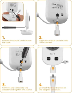 SnelShoppen - Flexibele Houder Geschikt voor Baby Monitor, Camera, Video, 2.4GHz, Beugel voor GHB Baby Monitor, Camera 5 inch, 720 HD Model 2023 - Gem