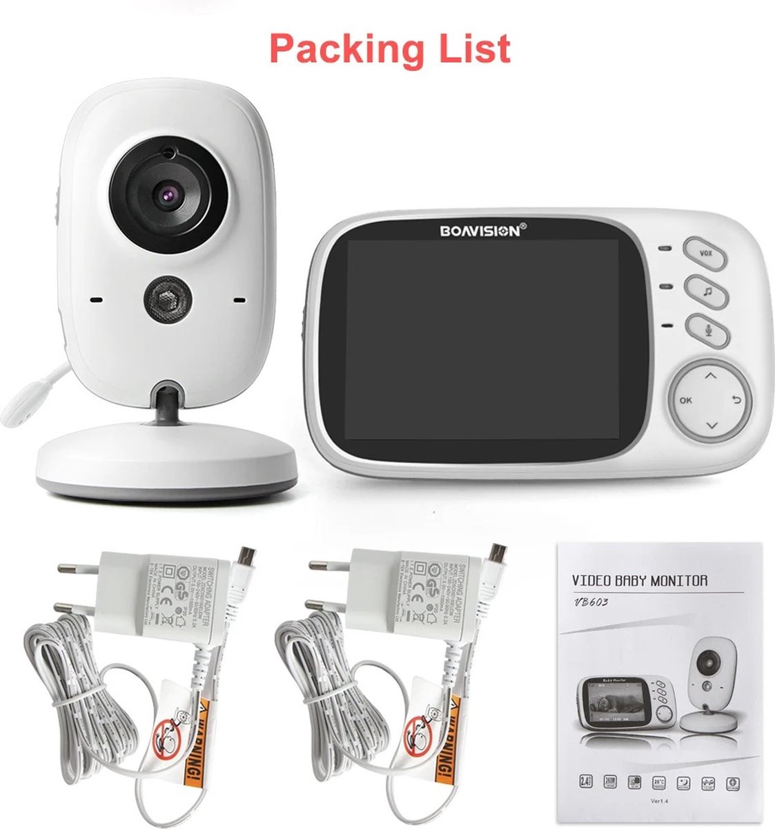 Stellar Babyfoon met Camera 3.2 Inch LCD Wit