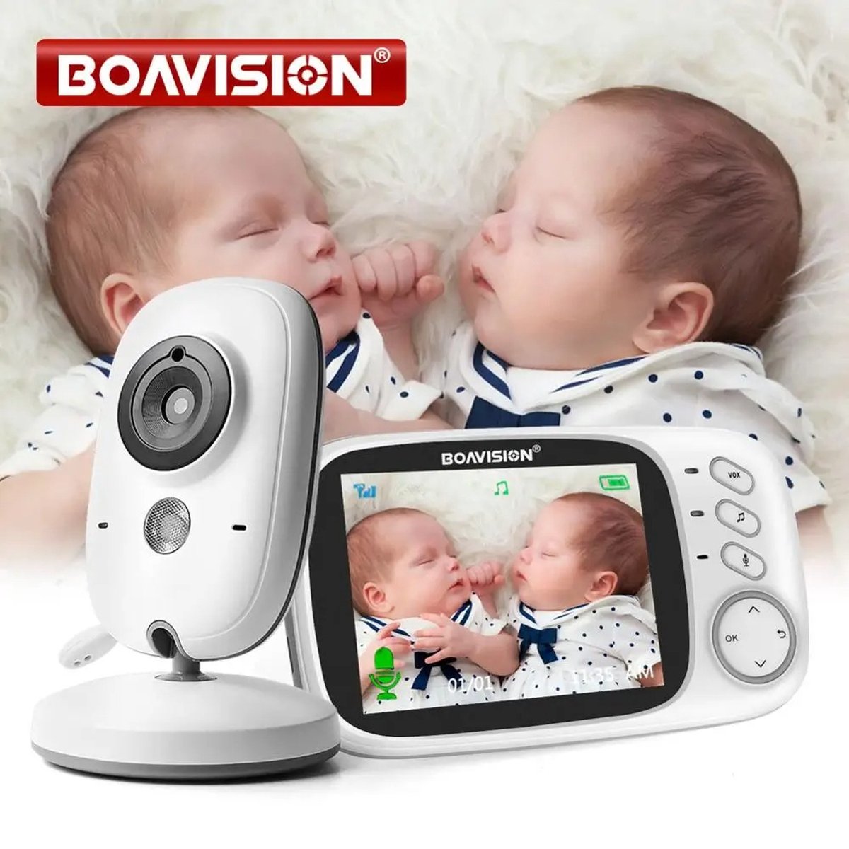 Stellar Babyfoon met Camera 3.2 Inch LCD Wit