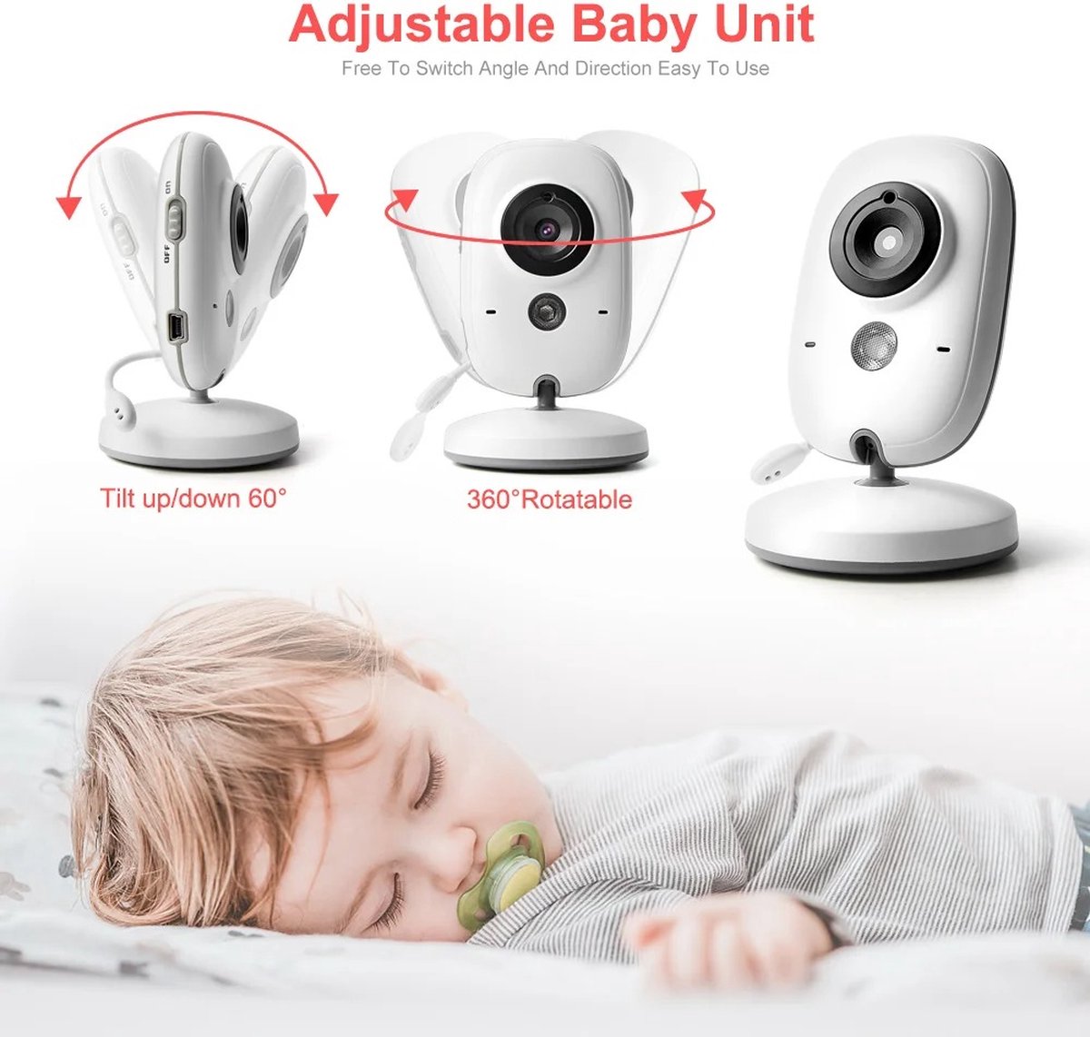 Stellar Babyfoon met Camera 3.2 Inch LCD Wit