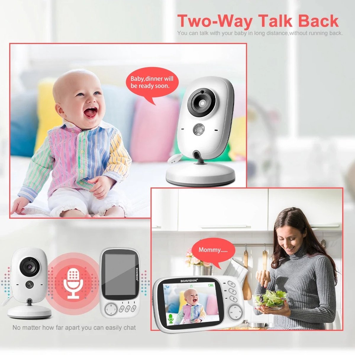 Stellar Babyfoon met Camera 3.2 Inch LCD Wit