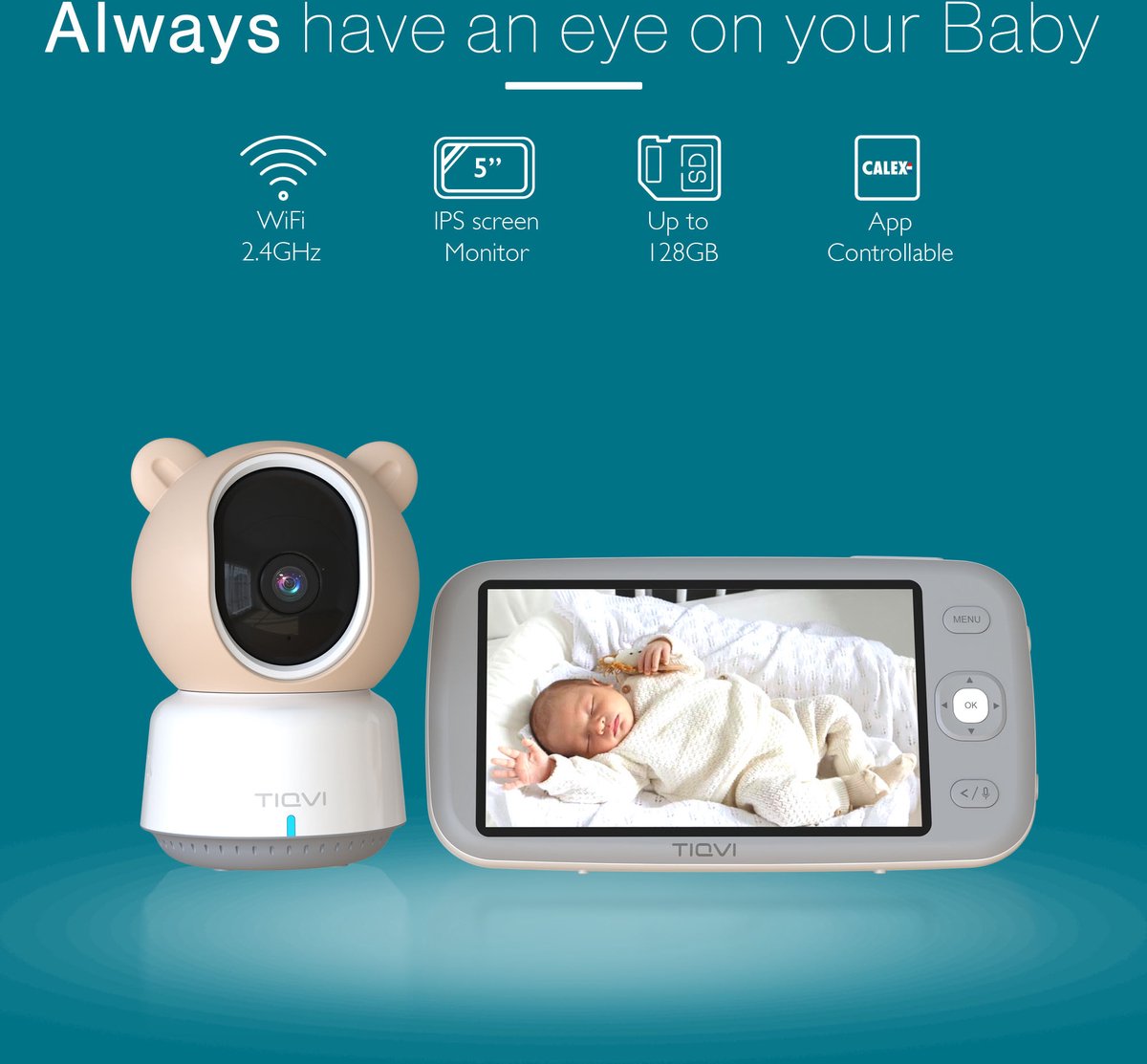 Tiqvi Smart Babyfoon met Camera en Monitor 1080P