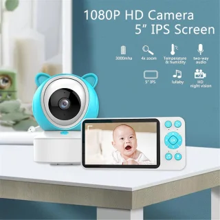 Tuya Babyfoon met 5 inch scherm en draaibare PTZ camera