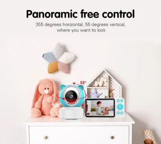 Tuya Babyfoon met 5 inch scherm en draaibare PTZ camera
