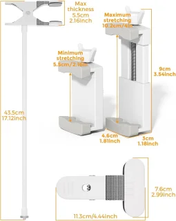 Universele babyfoonhouder zwart - 30 cm, boorvrije montage