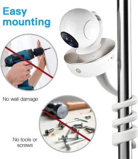 Universele houder - Babyfoon standaard - Camera observeren - Gereedschapsvrije montage - 1/4 inch schroefdraad - Wit