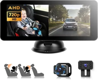 Vechtel dual babycamera voor kinderen met 6,86 inch HD-scherm en achteruitrijcamera