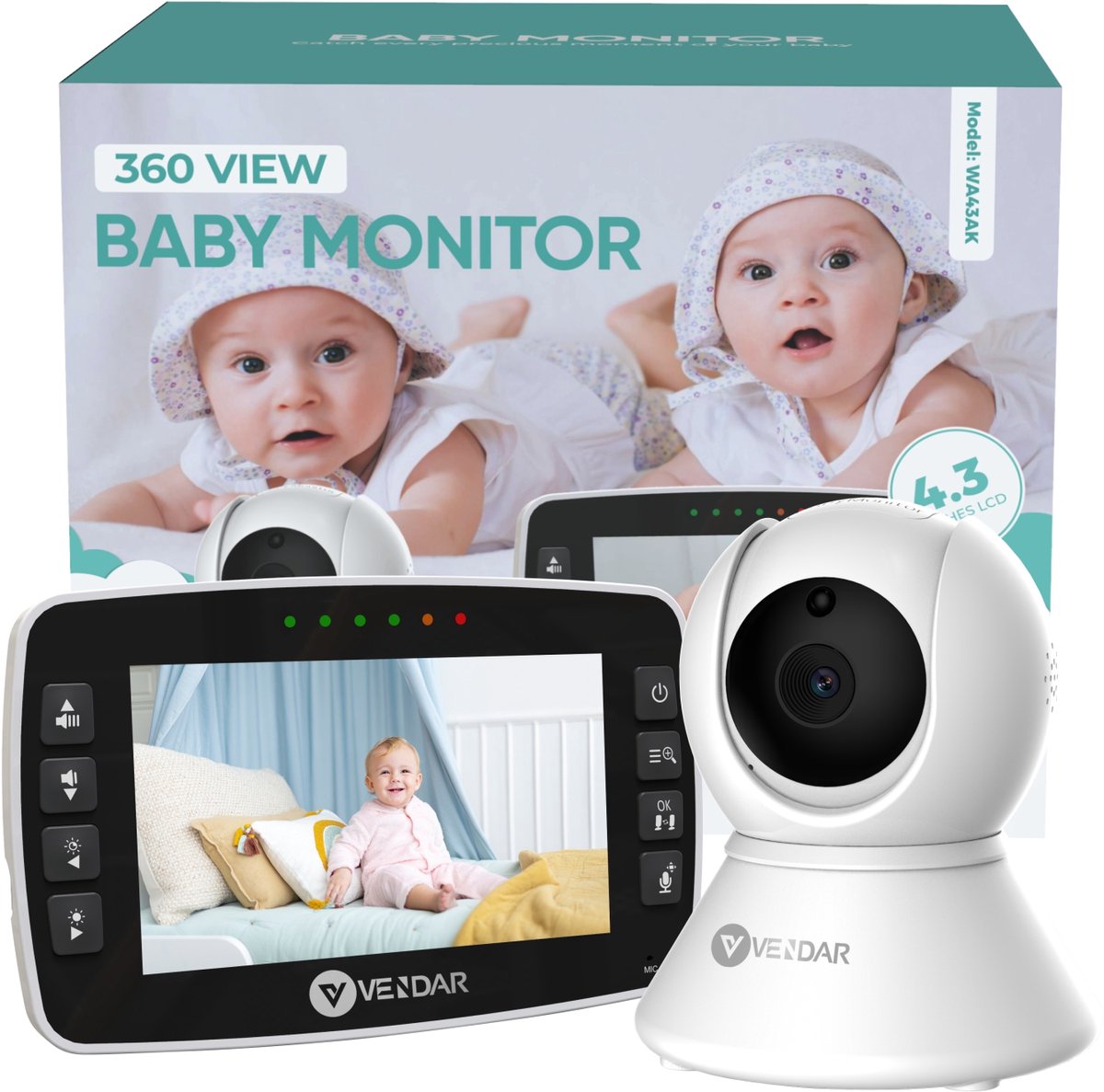 Vendar Babyfoon PRO 4.3 Inch met Camera