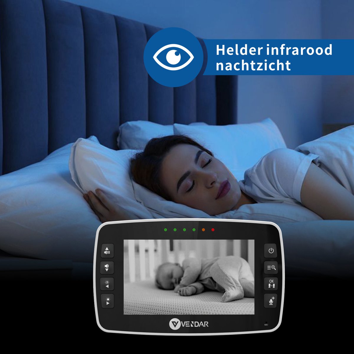 Vendar Babyfoon PRO 4.3 Inch met Camera