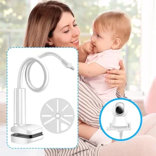 Verstelbare Camerabevestiging - Flexibele Monitorhouder - Babykamer Beveiligen - Boorvrije Installatie - 15 x 10 x 6 cm - Wit