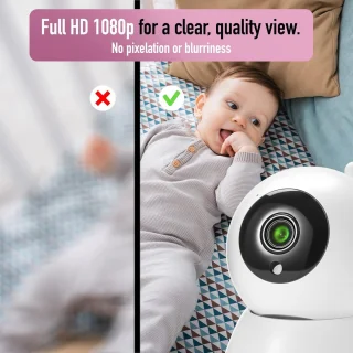 Video Babyfoon 1080P FHD 5 Inch LCD Parelwit