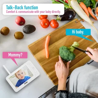 Video Babyfoon 1080P FHD 5 Inch LCD Parelwit