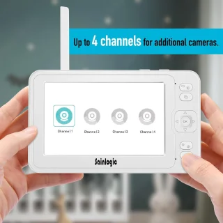Video Babyfoon 1080P FHD 5 Inch LCD Parelwit