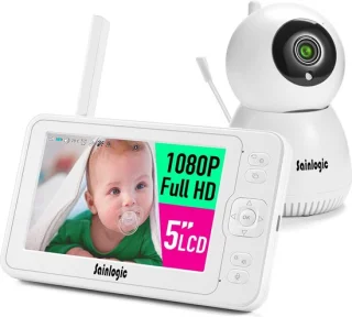 Video Babyfoon 1080P FHD 5 Inch LCD Parelwit