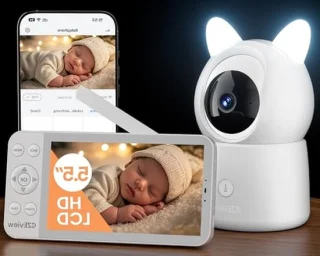Videobabyfoon 5.5 inch scherm wit