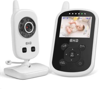 Videobabyfoon - Babyfoon met camera - Baby in de gaten houden - Bidirectionele communicatie - 24 inch scherm - Wit