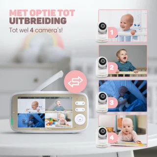 Vulpes Goods Babycare PRO Babyfoon met Camera 5 inch Full HD Wit