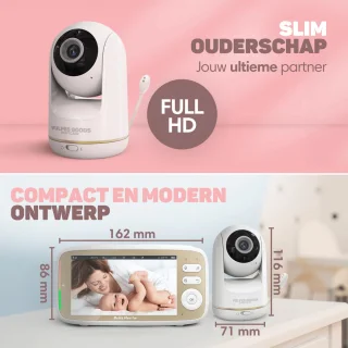 Vulpes Goods Babycare PRO Babyfoon met Camera 5 inch Full HD Wit