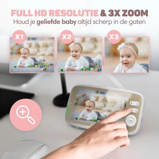 Vulpes Goods Babycare PRO Babyfoon met Camera 5 inch Full HD Wit