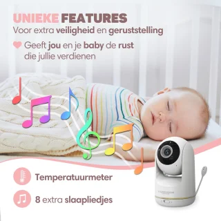 Vulpes Goods Babycare PRO Babyfoon met Camera 5 inch Full HD Wit