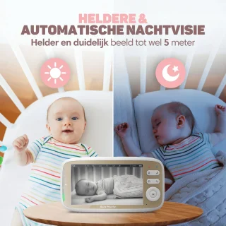 Vulpes Goods Babycare PRO Babyfoon met Camera 5 inch Full HD Wit