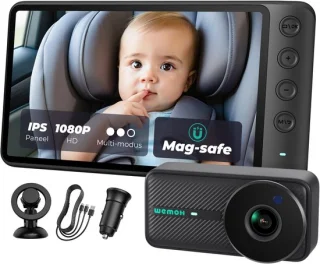 WEMOH magnetische baby autocamera met 5 inch monitor - zwart