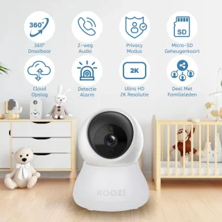 XOOZI Qt64 Babyfoon met Camera en 64GB Geheugenkaart