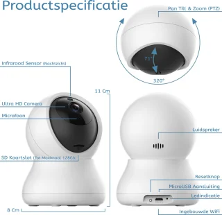 XOOZI Qt64 Babyfoon met Camera en 64GB Geheugenkaart