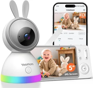 Yesimom 2K babyfoon camera met 5 inch scherm