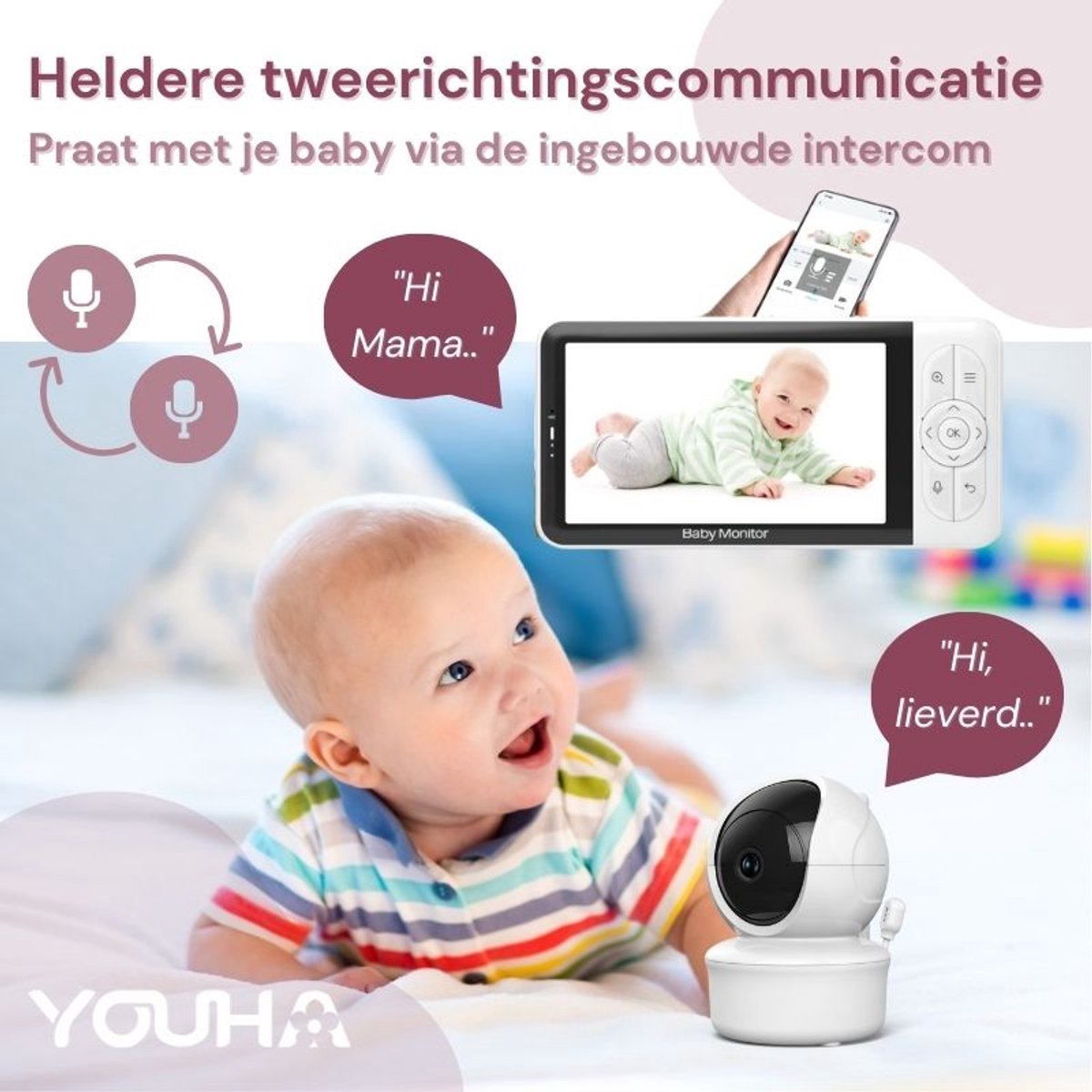 Youha Babyfoon Baby6T met Camera en Kleurenbeeldscherm