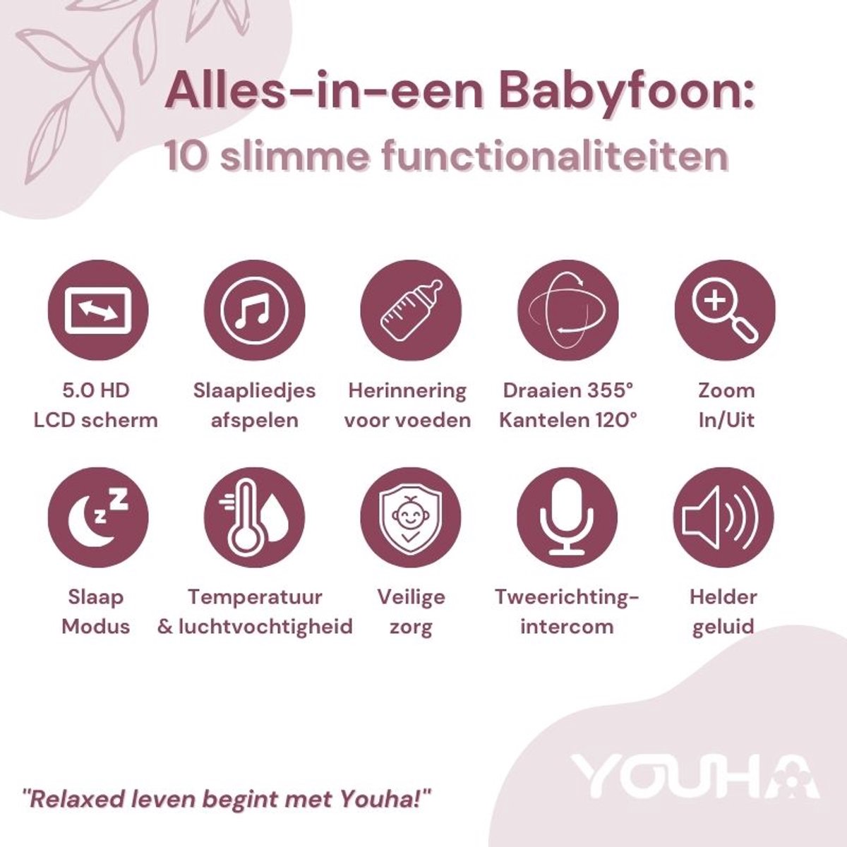 Youha Babyfoon Baby6T met Camera en Kleurenbeeldscherm