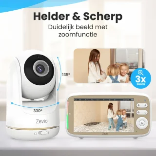 Zevio Babyfoon met 2 Camera's 5 Inch HD Scherm
