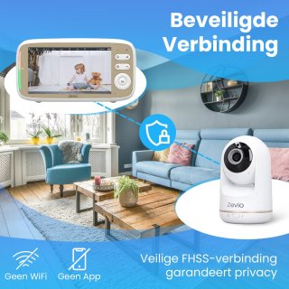 Zevio Babyfoon met Camera 5 Inch HD Scherm